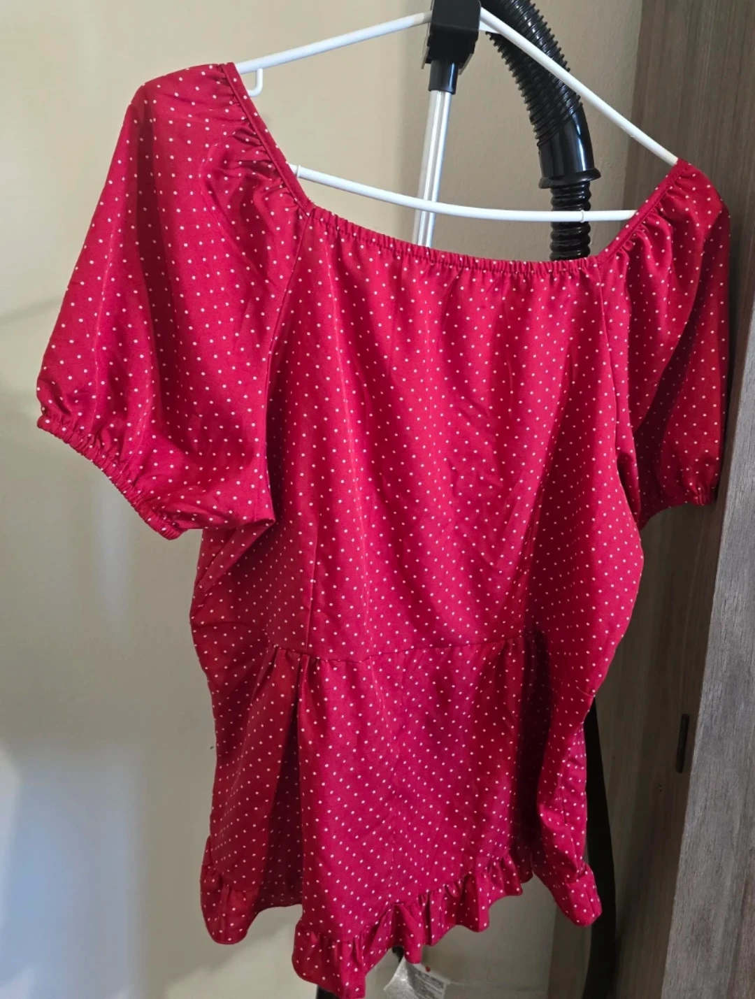 Red Polka Dot Square Neck Top - photo 3