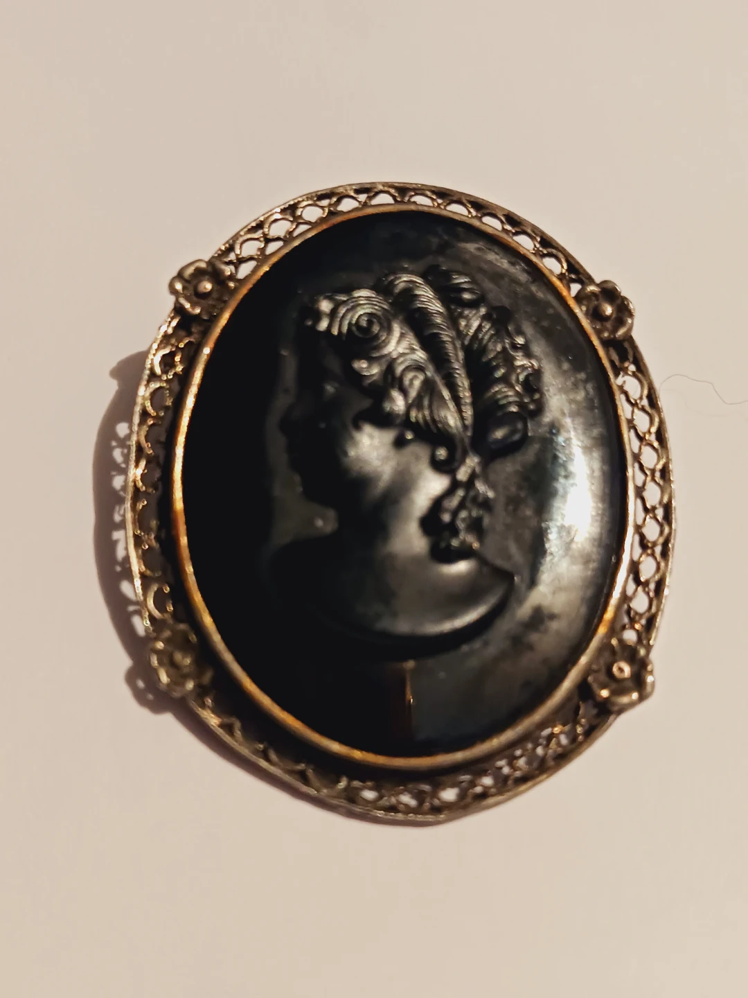 Antique 800 Silver Carved Cameo Brooch Pendant - photo 2