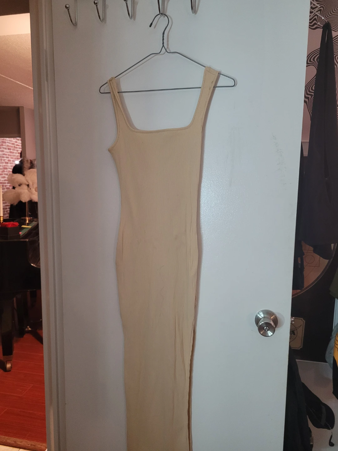 Ribbed Knit camel Maxi Dress tight