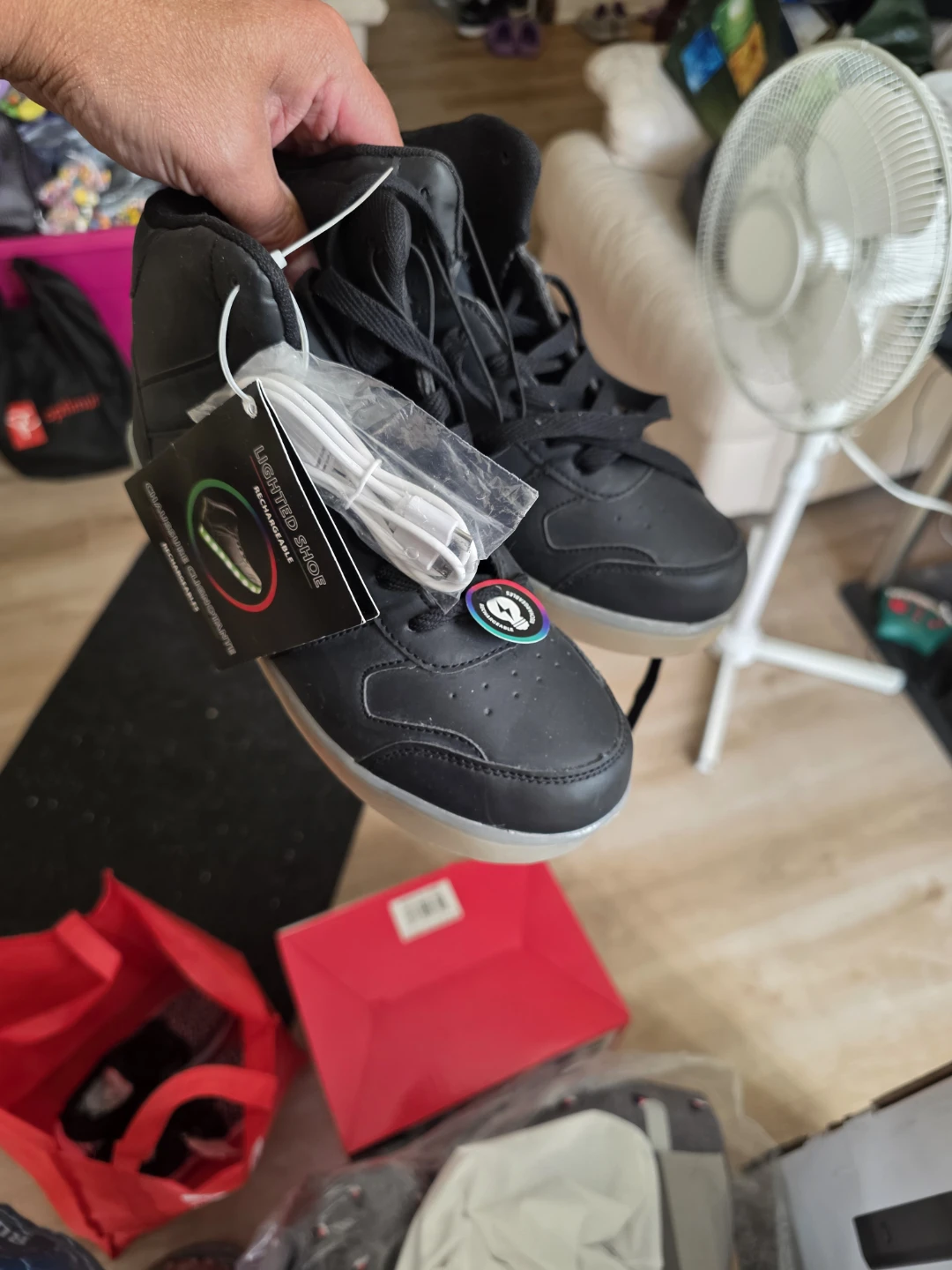 Black Light-Up Rechargeable Shoes