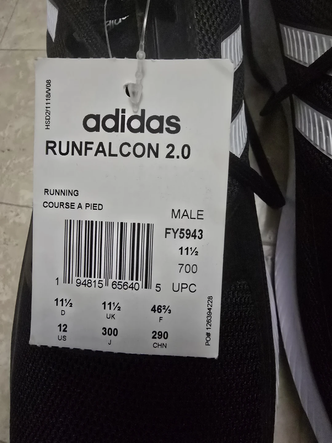 Adidas Runfalcon 2.0 Running Shoes - Black - Size 12 - photo 4