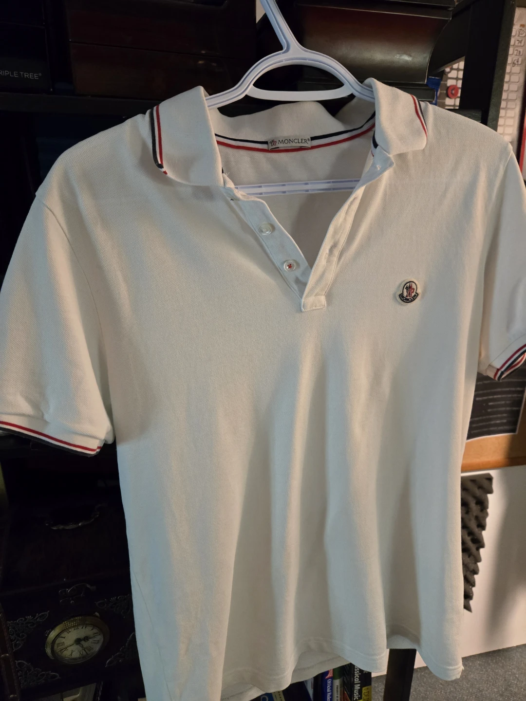 Moncler White Polo Shirt