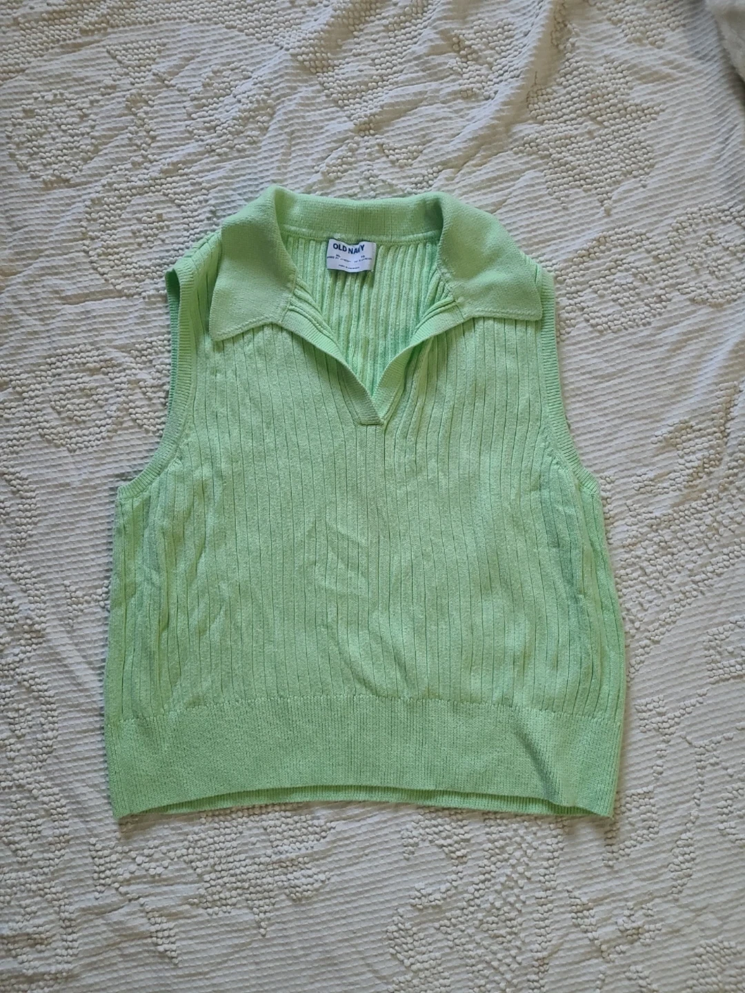 Old Navy Green Ribbed Collared Vest