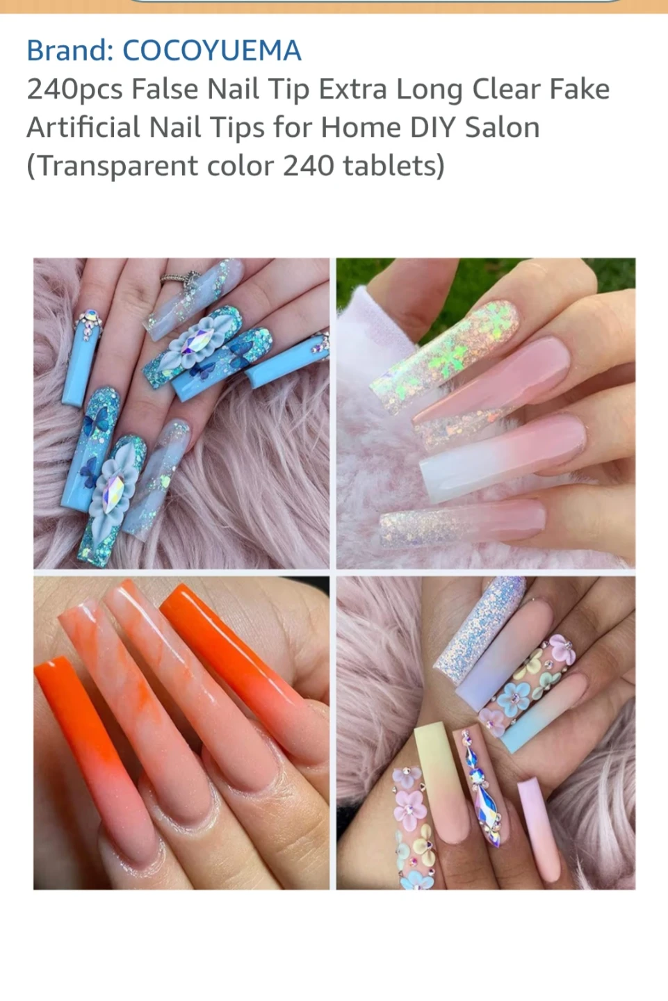 240pcs Long Clear False Nail Tips - photo 5