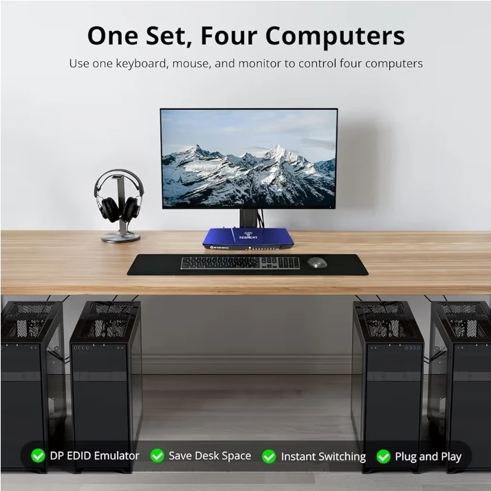 4K@144Hz DisplayPort KVM Switch 4 Computer 1 Monitor, - photo 2