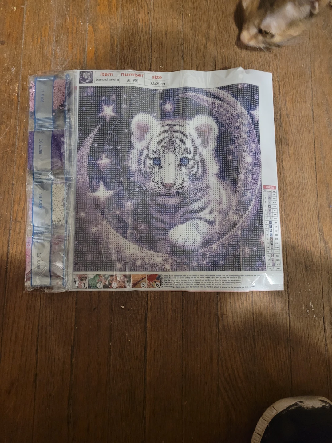 Diamond Painting Kit - White Tiger on Moon - 30x30cm - photo 2