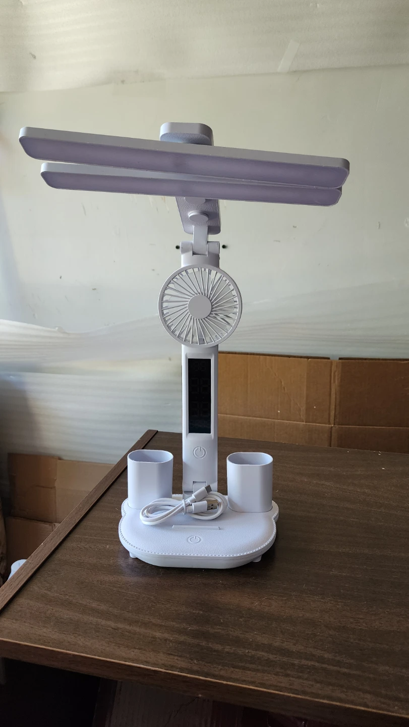 White LED Reading Table Lamp with Fan