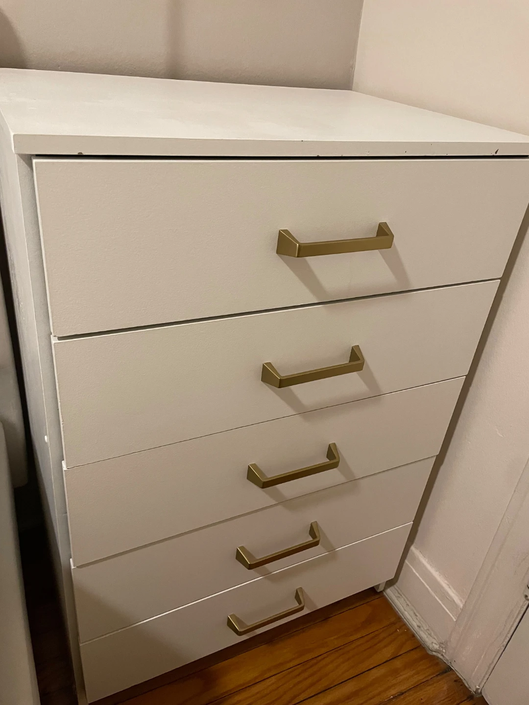 White 5-Drawer Dresser with Gold Handles - photo 2