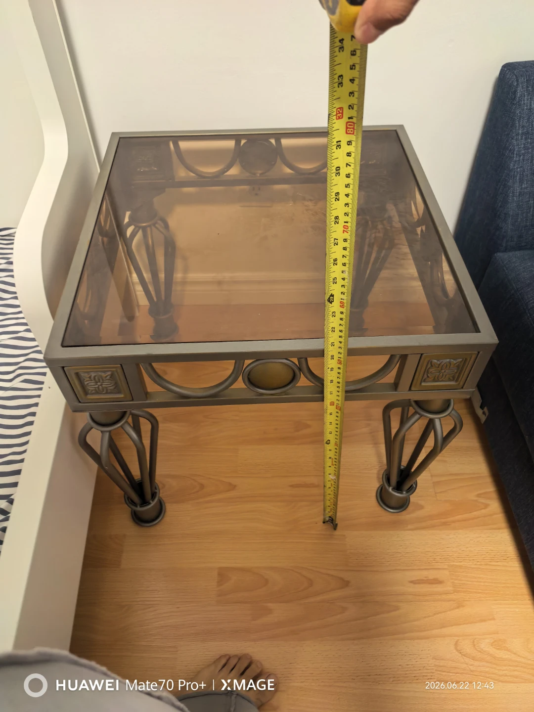 Glass Top End Table with Metal Frame - photo 2