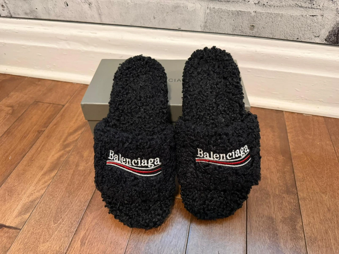 Balenciaga Black Fleece Slides