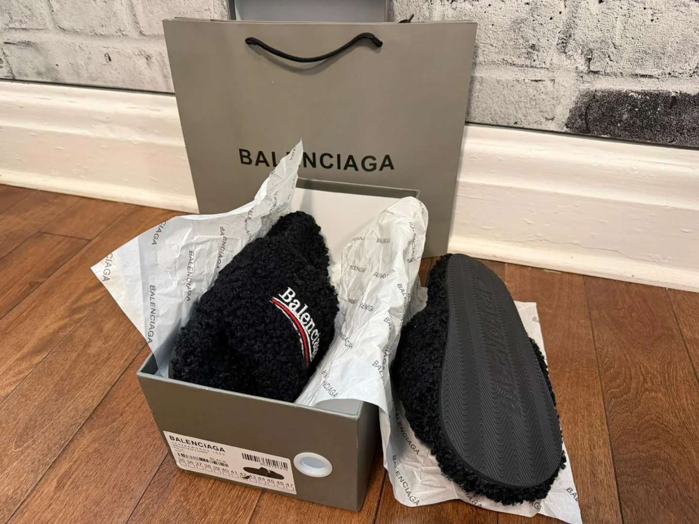 Balenciaga Black Fleece Slides - photo 2