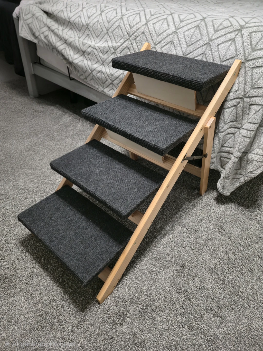 Wooden Pet Stairs with Carpeted Steps
