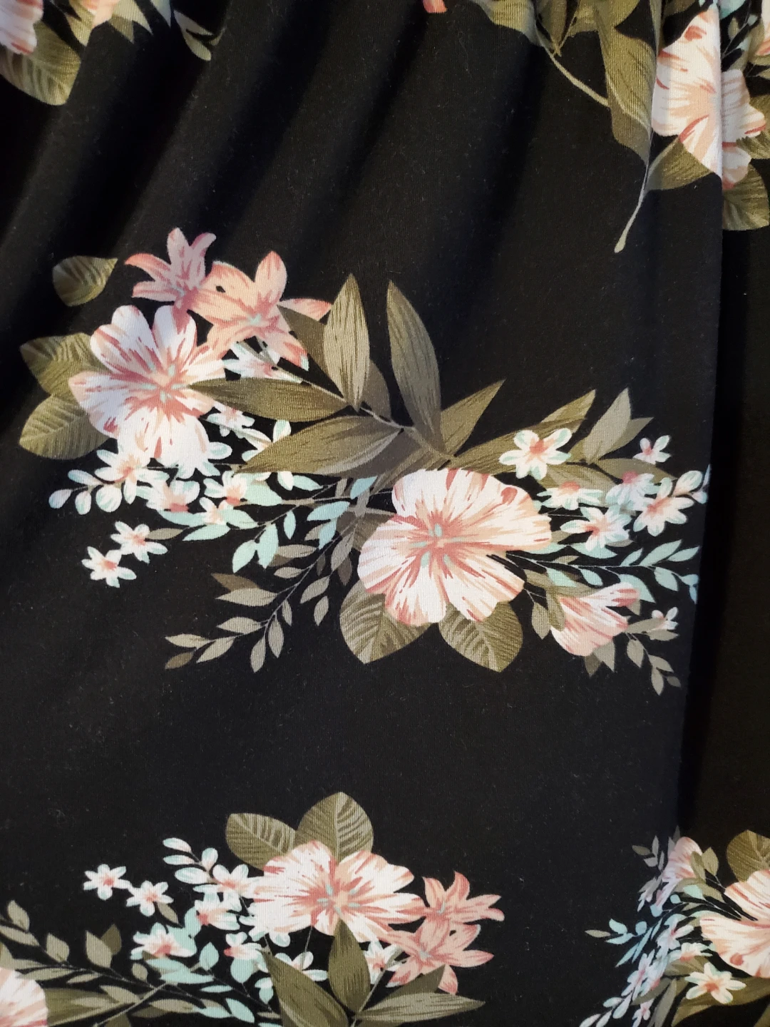 Black floral off shoulder top tie sleeves - 1X ⚽ - photo 4