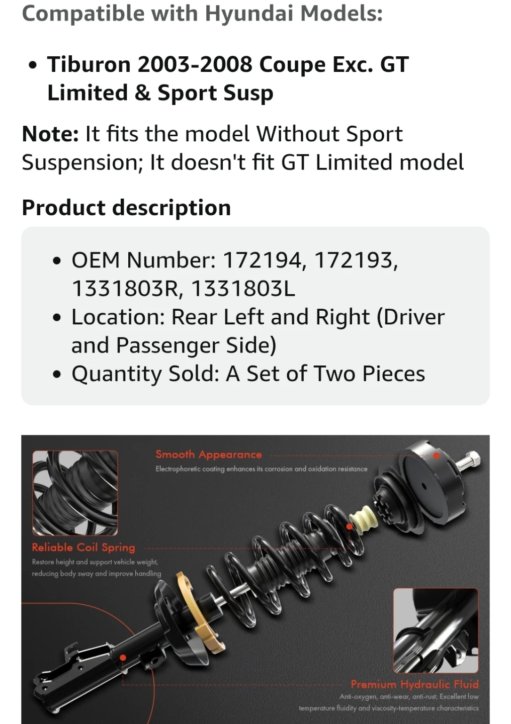Hyundai Tiburon Strut Coil Spring Assembly (2003-2008) - photo 5