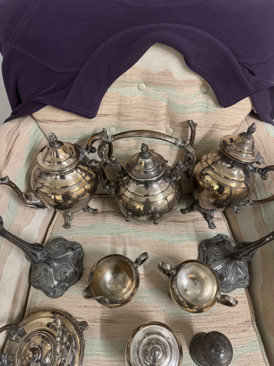 Silver Tea Set with Candlesticks