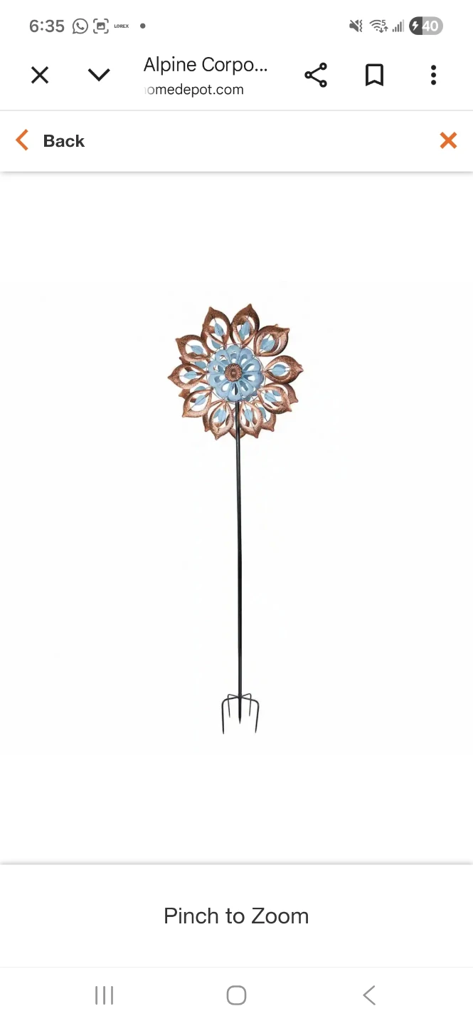 Yellow and Green Metal Flower Wind Spinner Garden Stake - photo 4
