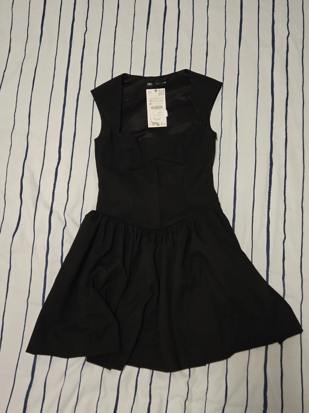 Zara Black Square Neck Mini Dress
