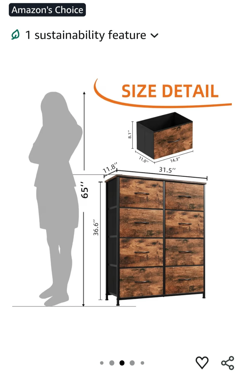 SOMDOT 4-Tier Storage Dresser / Organizer (8 drawers) - photo 5