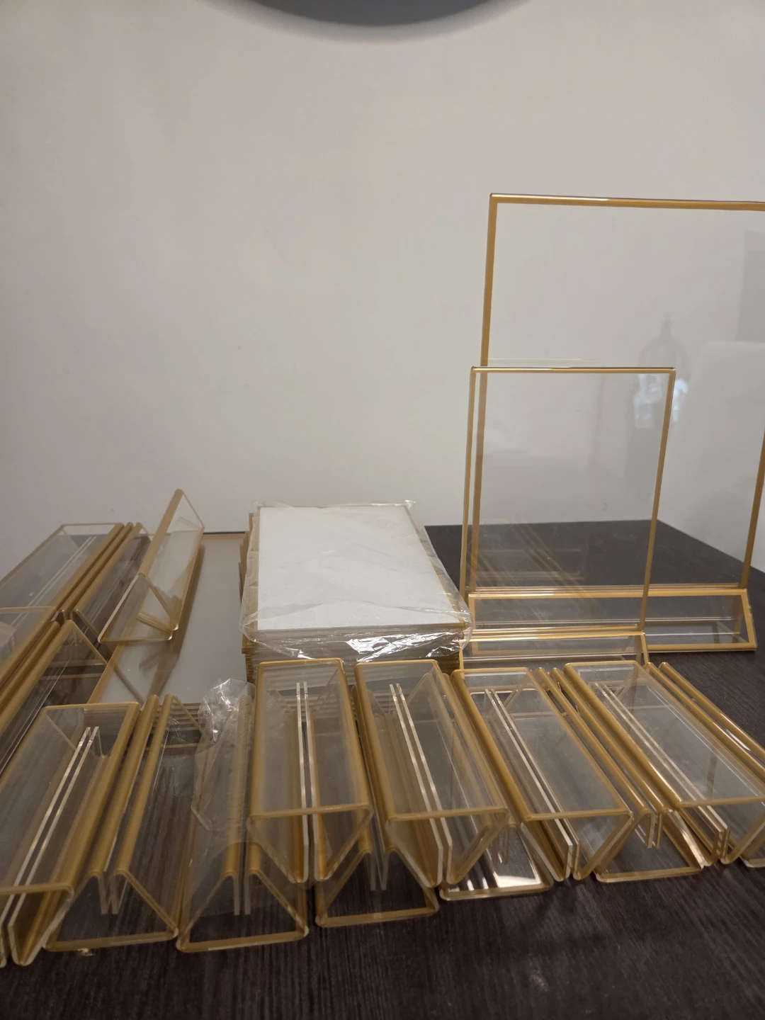 Set of 12 + 6 Gold Acrylic Sign Holders