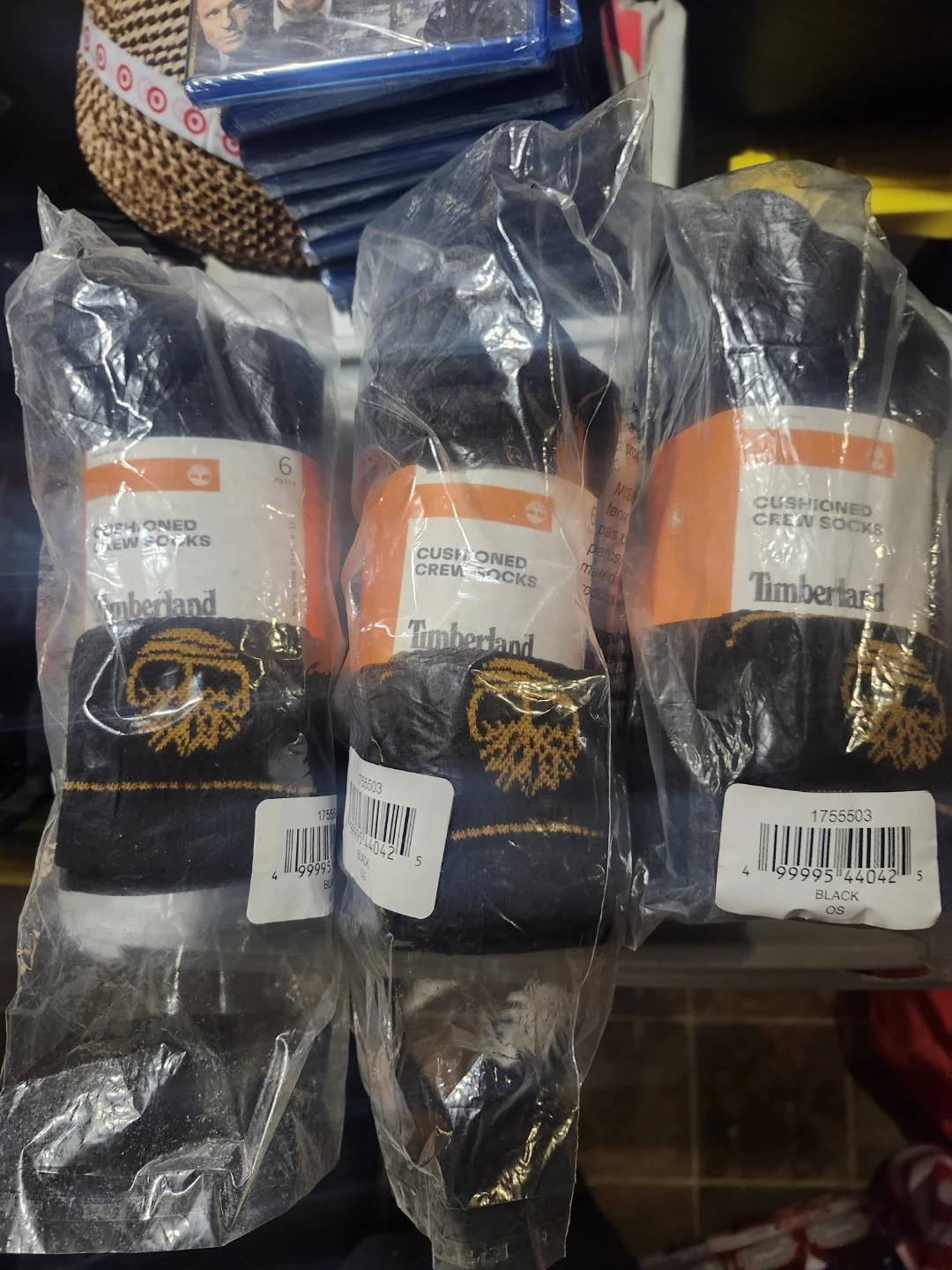 Timberland Cushioned Crew Socks - Black OS (6 Pairs)
