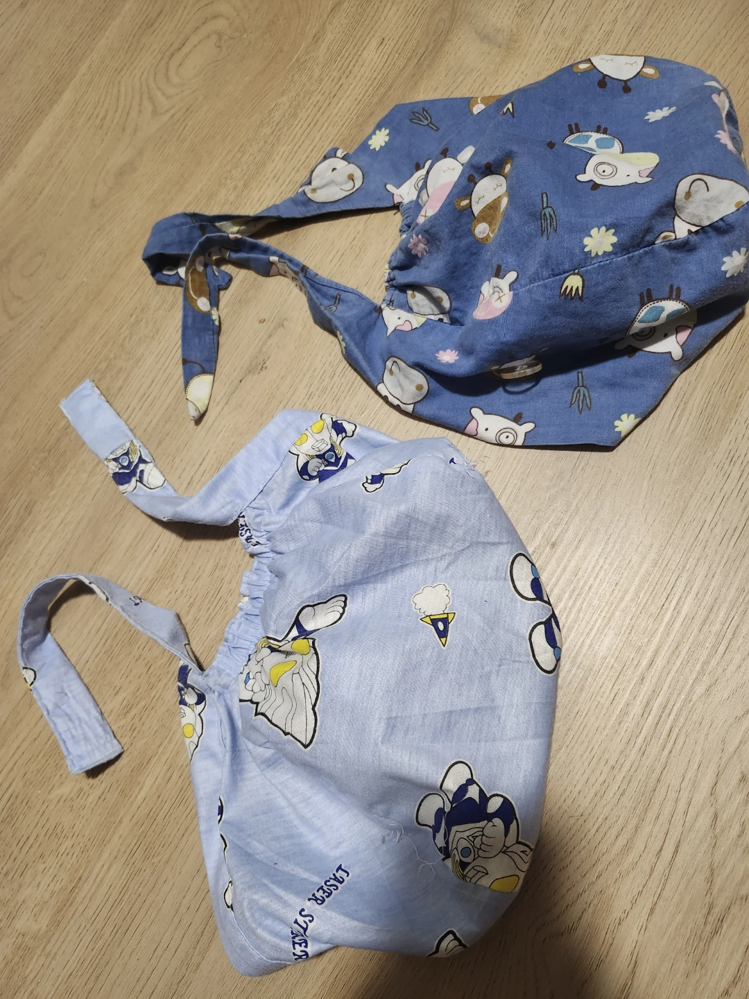 2 Scrub Caps - Blue Cow & Ultraman Prints