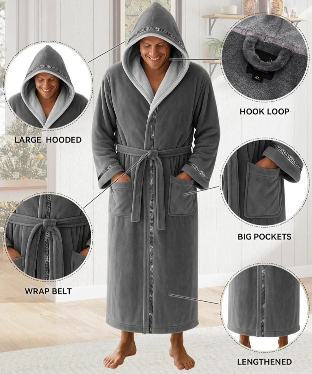 Voissira Hooded Robe - Grey - photo 3