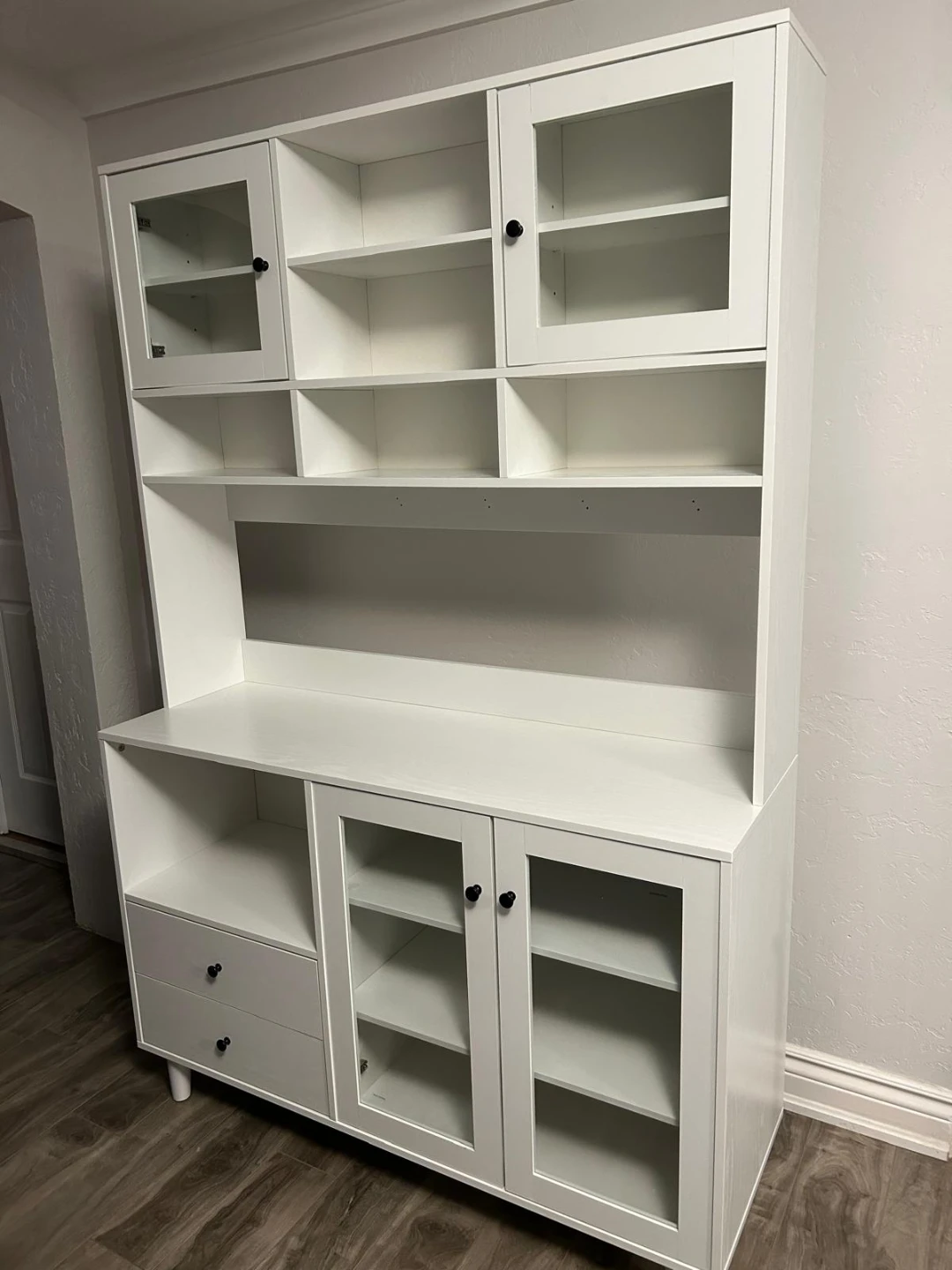 72.5" Kitchen Pantry with Glass Door and Microwave Shelf