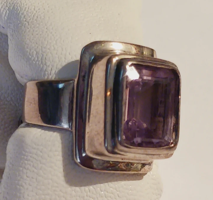 Sajen Designer Signed Sterling Silver 925 Amethyst Ring. 7.5. - photo 2