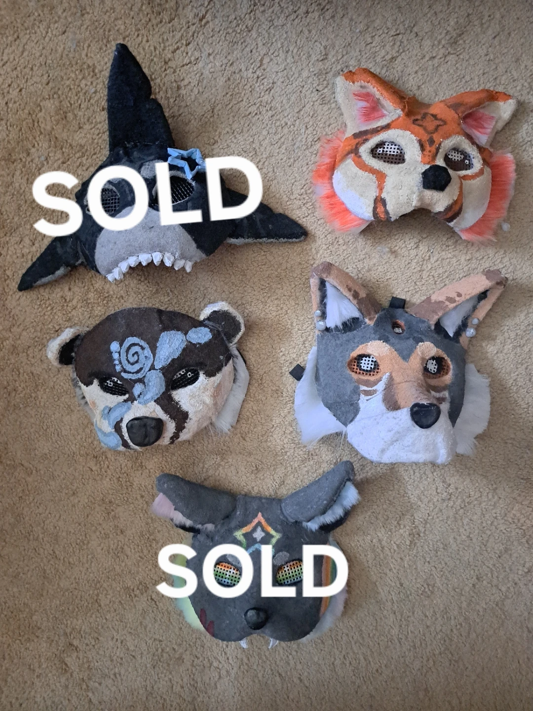 Handmade Animal Masks (Set of 3)