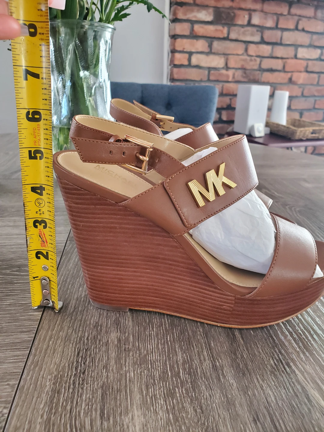 Michael Kors Brown Leather Wedge Sandals - Size 8.5M - photo 2