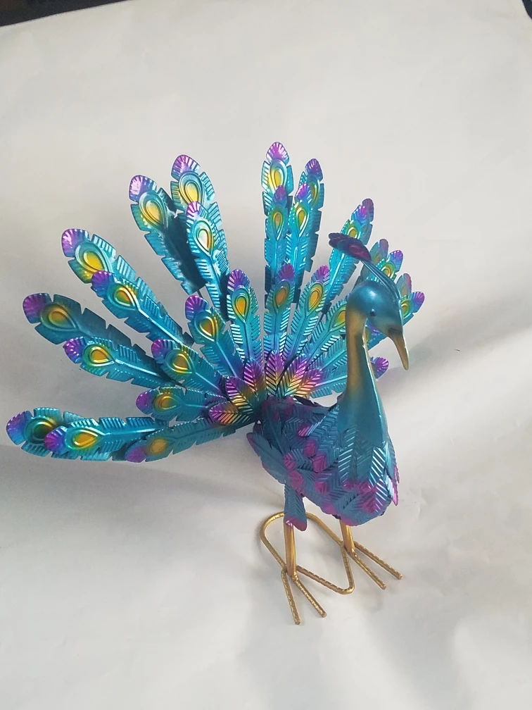 Decorative Metal Peacock outside statue - photo 3