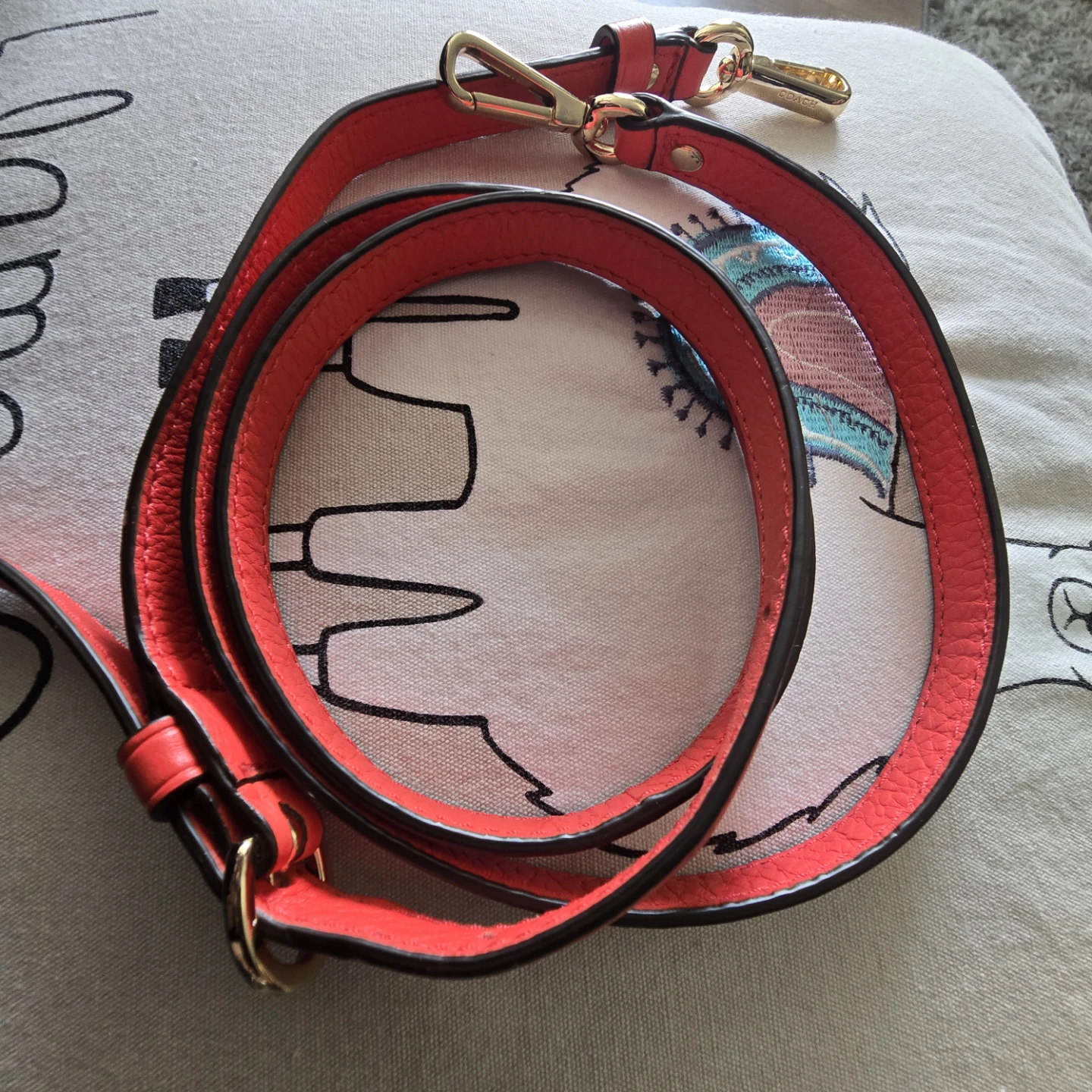 Coach Red Orange Leather Crossbody Strap - photo 3