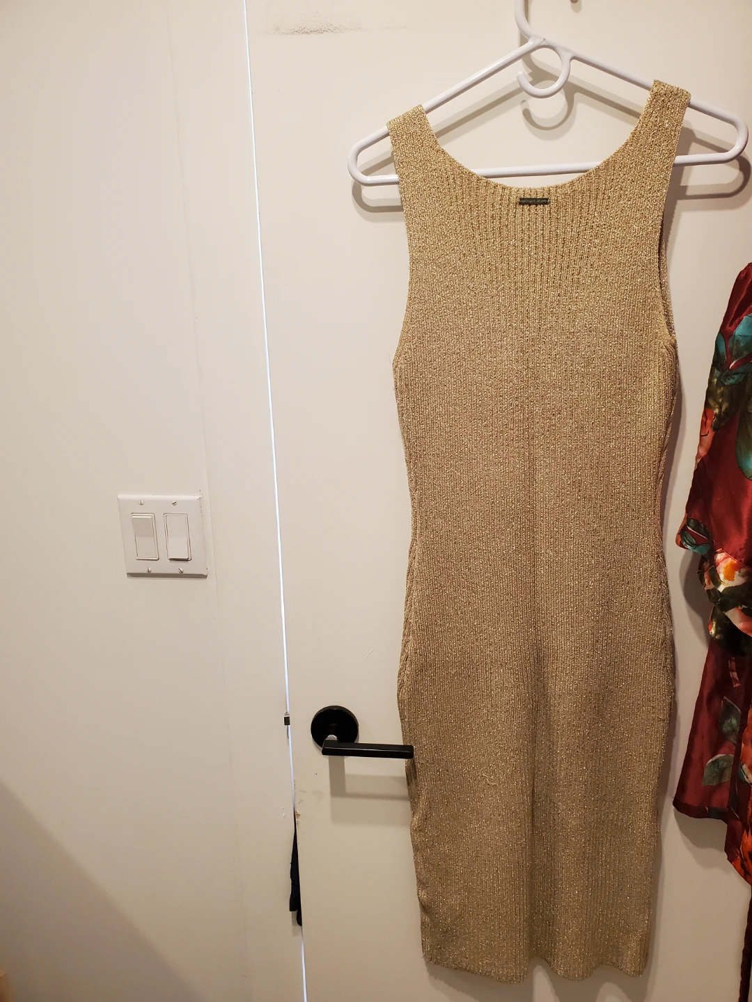 Michael Kors Knit Dress Gold Sparkle Sleeveless Size Small