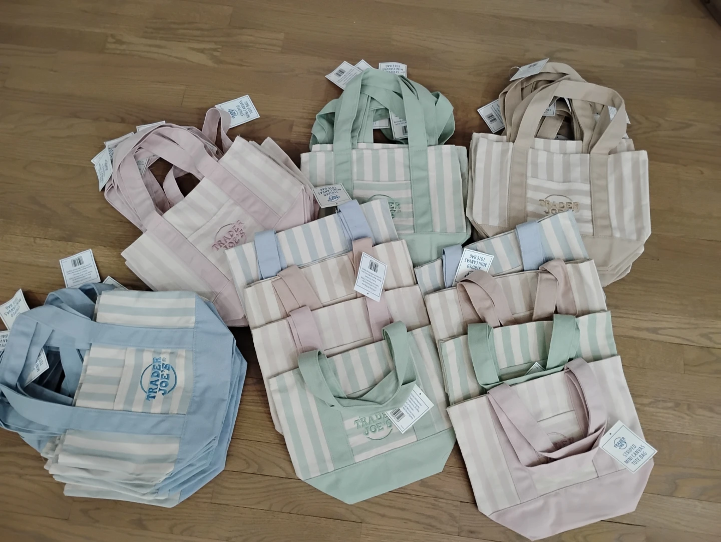 New New Trader Joe's Striped Mini Canvas Tote Bag