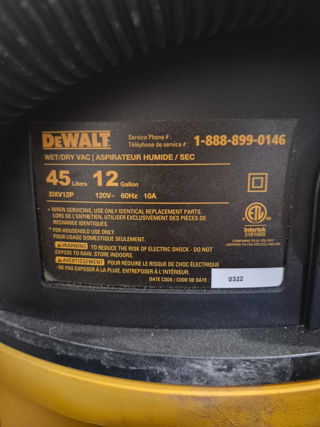 DEDXV12P - 12 Gallon, 5.5 HP Wet/Dry Vacuum - photo 3