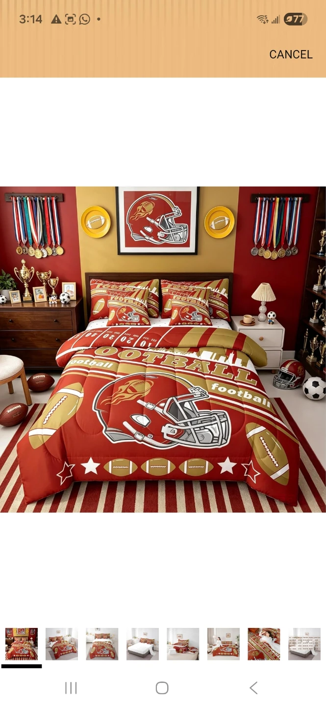 Full Size Red Football Comforter Set