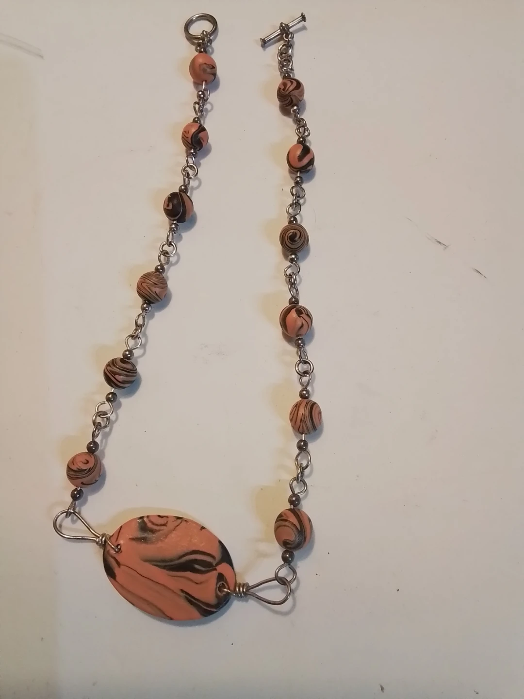 Orange and black swirl bead necklace - photo 5
