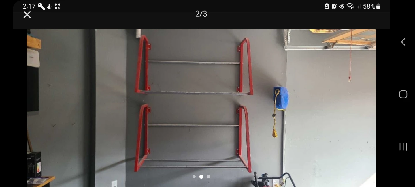 Pair of Red Metal Garage Wall Shelves - photo 2