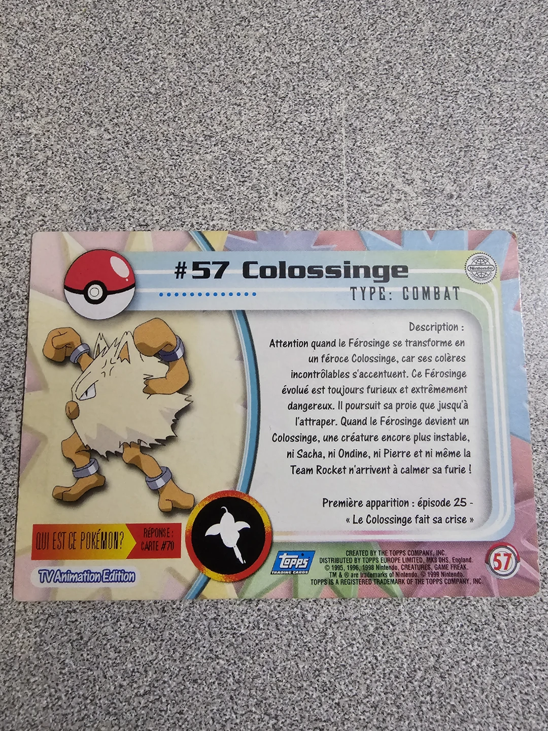 Pokemon #57 Colossinge Trading Card - TV Animation Edition - photo 2