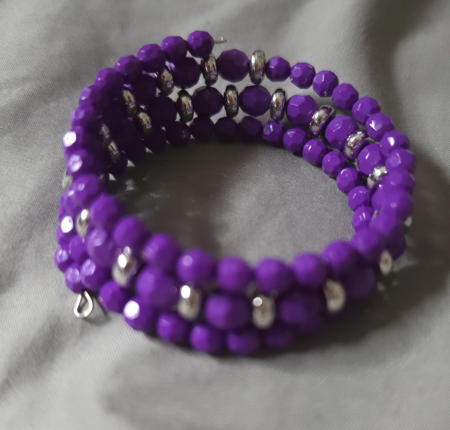 Purple Beaded Coil Bracelet