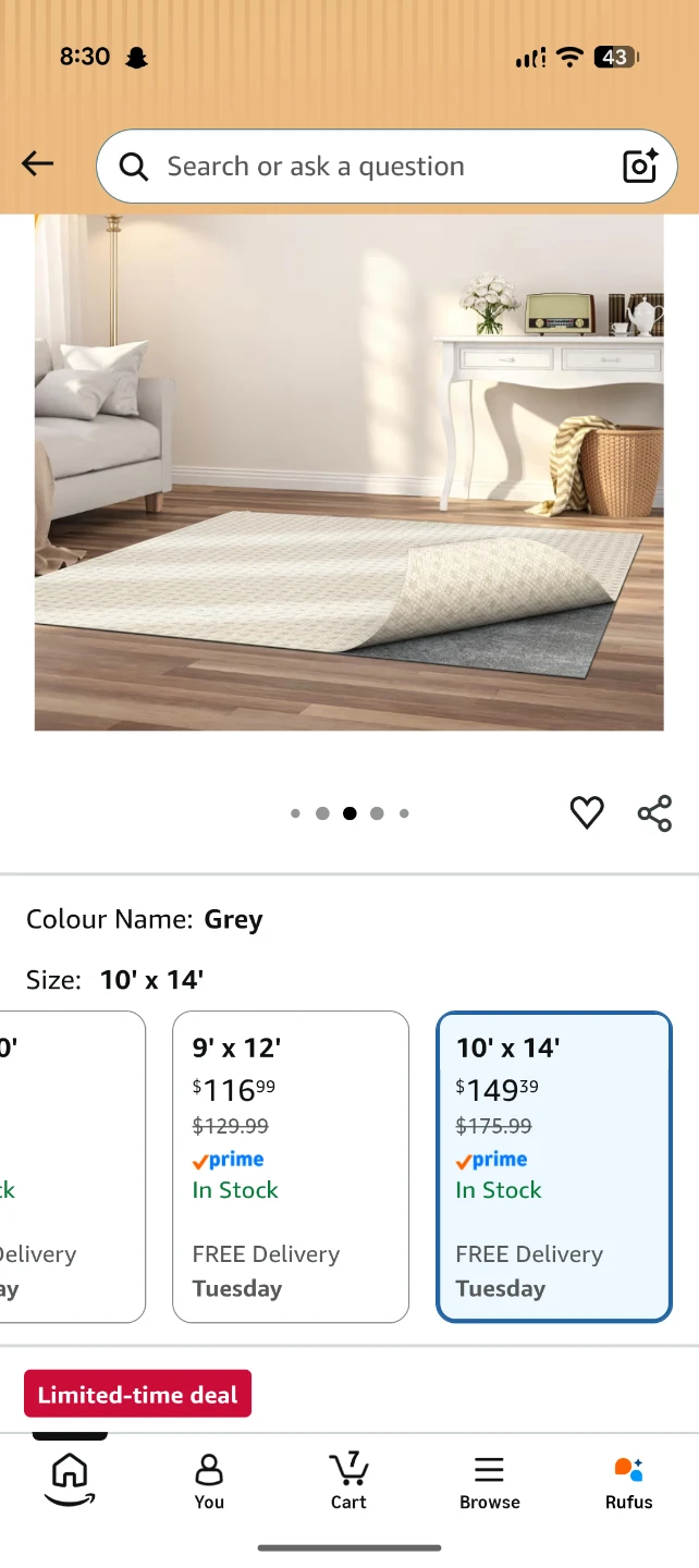 Grey Area Rug 10' x 14'