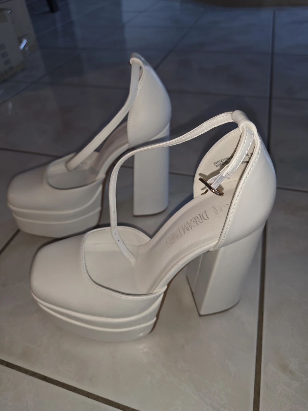 White Platform Chunky Heels -7
