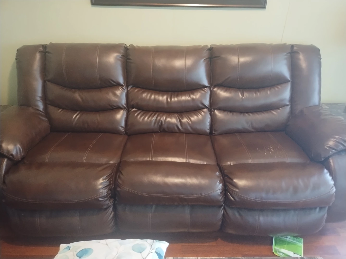 Brown Leather Loveseat Recliner with Cup Holders