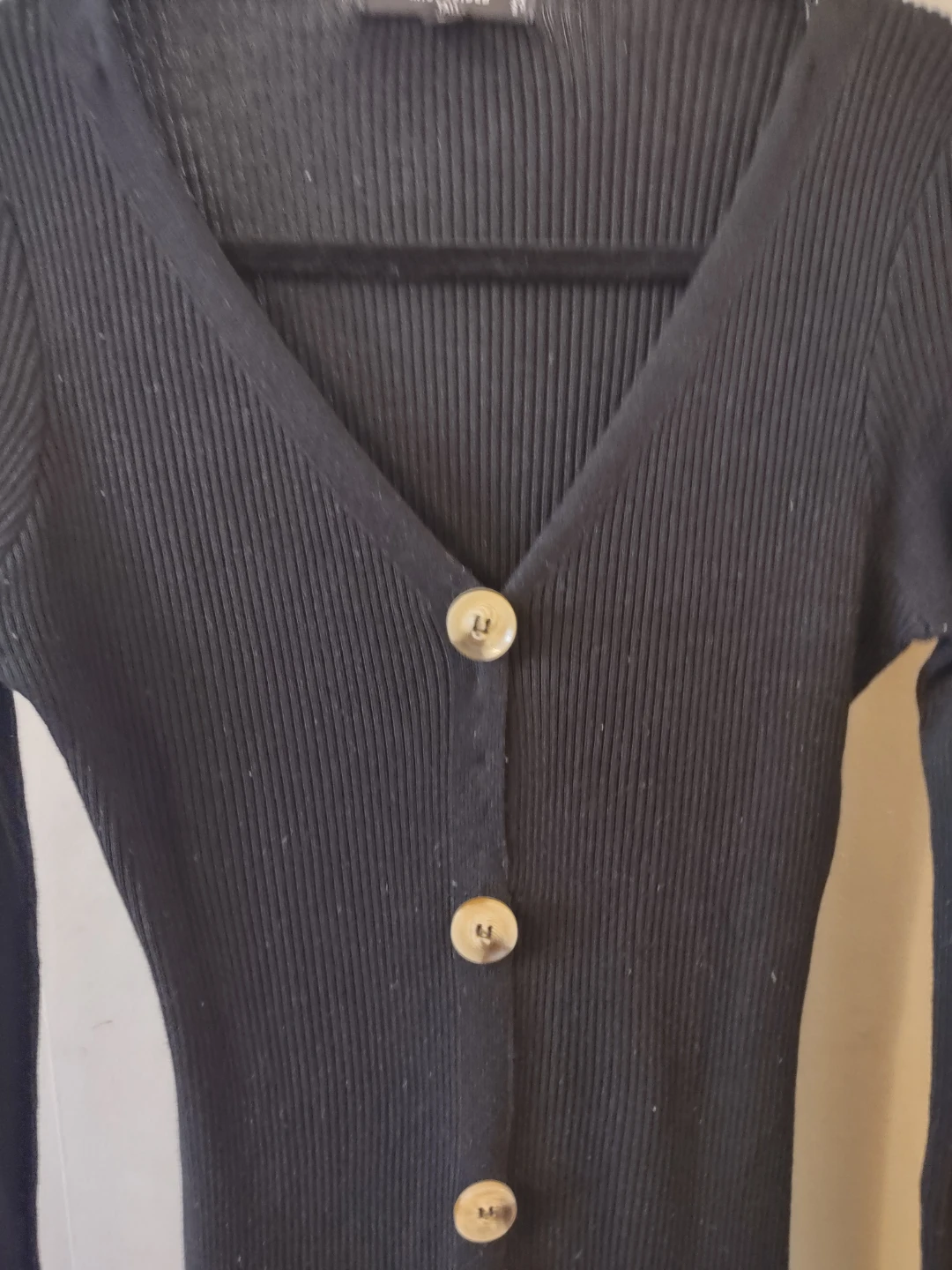 (NEW) Missguided Black Ribbed Button Front Midi Dress - photo 2