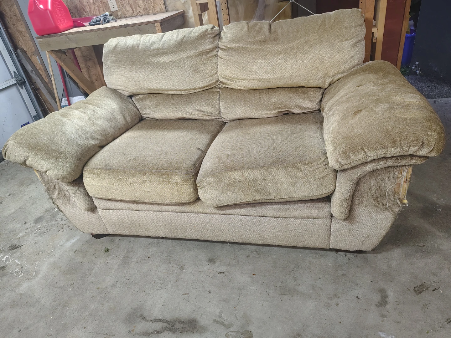 Beige Loveseat Sofa - Damaged