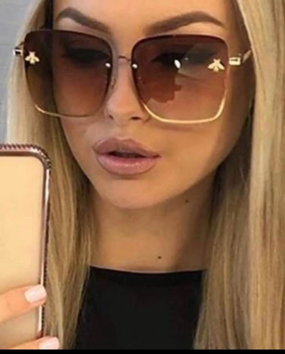Square Bee Detail Sunglasses