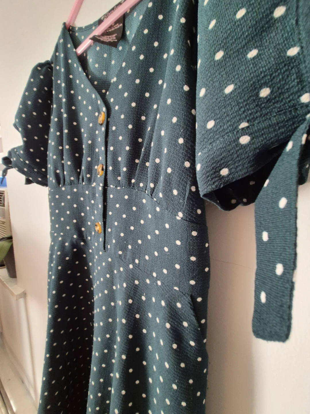 Dark Green Polka Dot Midi Dress