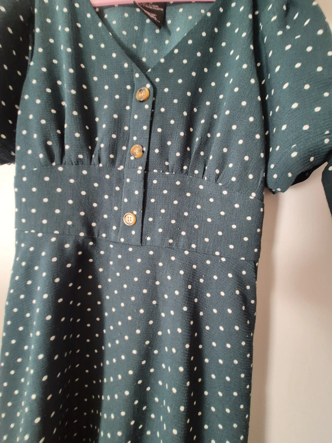 Dark Green Polka Dot Midi Dress - photo 3