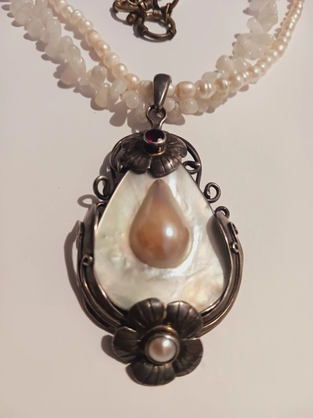 Gorgeous Sterling Silver 925 Large Pearl Pendant with Necklace - photo 3