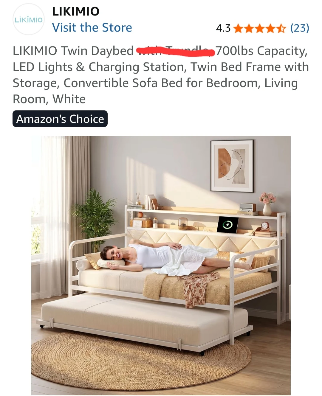 Twin Daybed/frame with charging station - photo 3